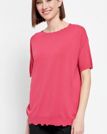 Bill Cost short-sleeved blouse in fine knit Coral