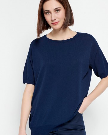 Bill Cost short-sleeved blouse in fine knit Blue