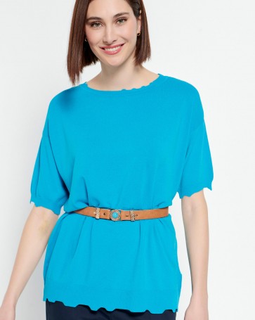 Bill Cost short-sleeved blouse in fine knit Sky Blue
