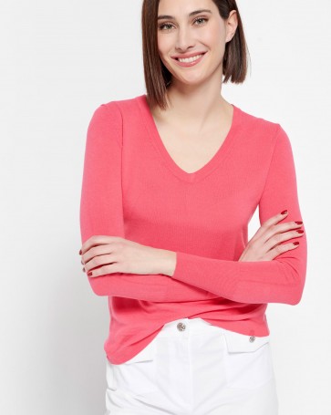 Bill Cost long sleeve fine knit blouse Coral