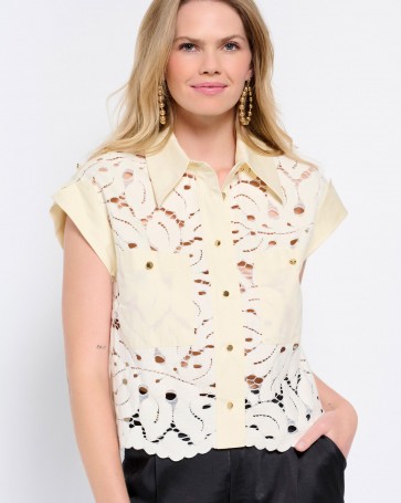 Bill Cost shirt with lace Off White