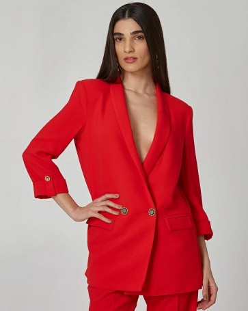 Lynne double breasted jacket with decorative pockets Red