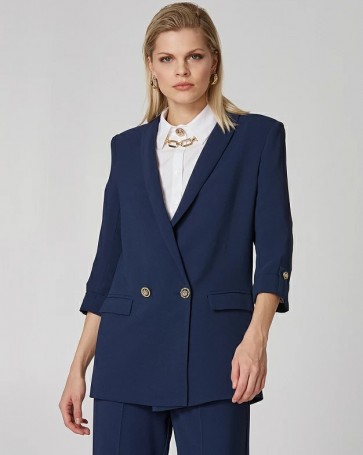Lynne double breasted jacket with decorative pockets Blue