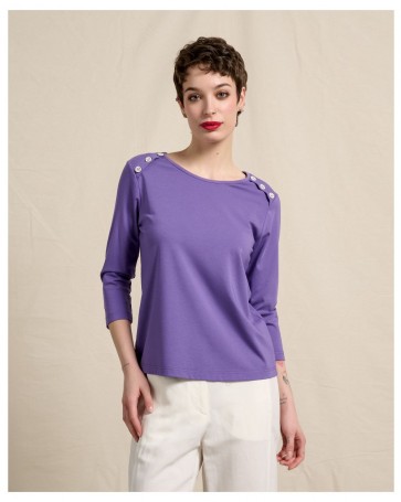 Basic Passager stretch blouse with buttons Purple