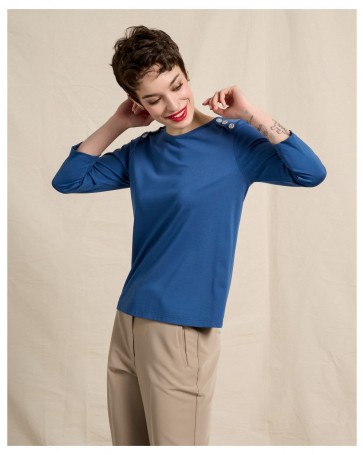 Basic Passager stretch blouse with buttons Blue