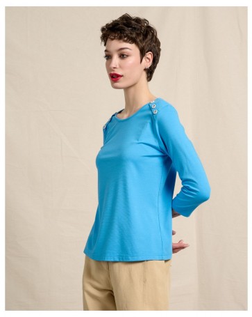 Basic Passager stretch blouse with buttons Light Blue