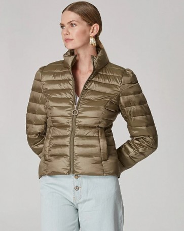Lynne short puffer jacket with pockets Khaki