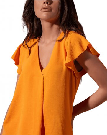 Maki Philosophy "v" blouse with ruffles on the shoulders Orange