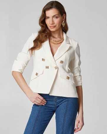 Lynne double-breasted jacket with decorative pockets Off White