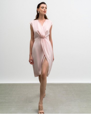 Access cruise dress with pleats Pink