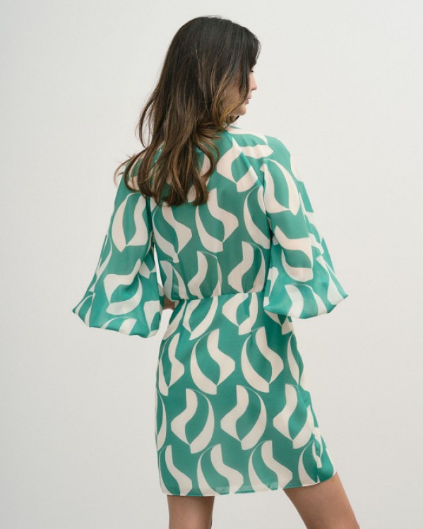 Φόρεμα μίνι κρουαζέ εμπριμέ Access Πράσινο