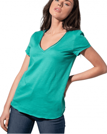 Maki Philosophy flame blouse with "v" and short sleeves Green