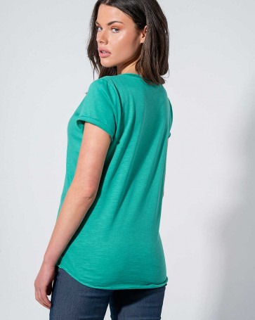 Maki Philosophy flame blouse with "v" and short sleeves Green