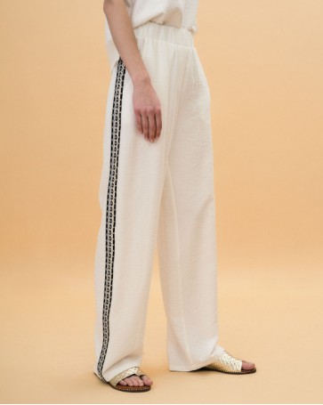 Access pleated trousers with fringe on the side Off White