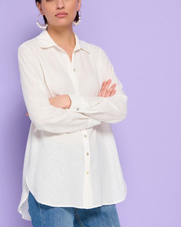 Bill Cost long sleeve shirt with linen White