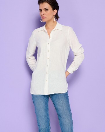 Bill Cost long sleeve shirt with linen White
