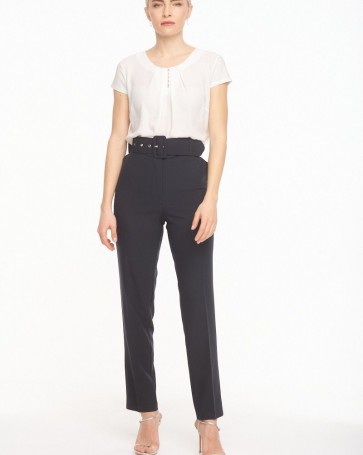 Fibes Fashion high-waisted trousers with belt Blue