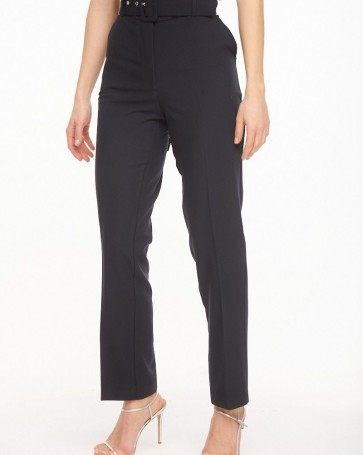 Fibes Fashion high-waisted trousers with belt Blue
