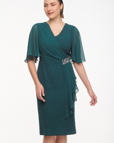 Fibes Fashion elastic dress with glitter Green