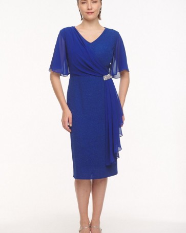 Fibes Fashion stretch dress with glitter Blue Royal