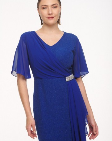 Fibes Fashion stretch dress with glitter Blue Royal