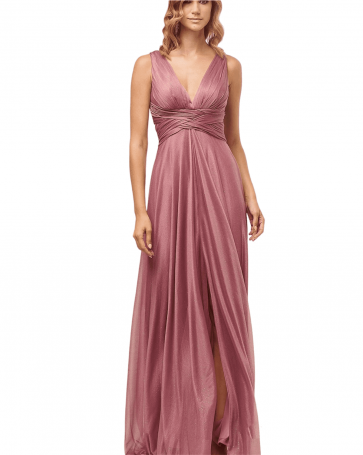 Bellona maxi dress with slit Old Pink