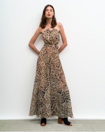 Access print dress with print Leopard 