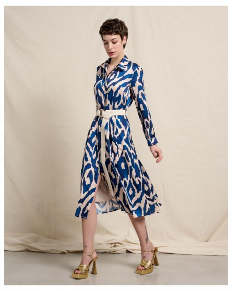Passager printed camisole dress with belt Blue