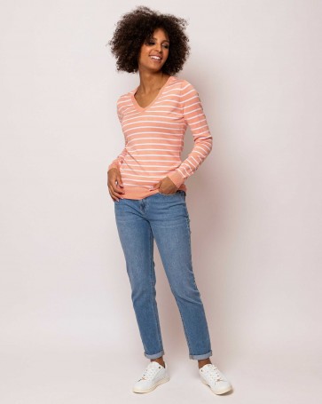 Heavy Tools striped long sleeve knit top Coral