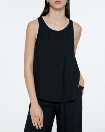 Access sleeveless blouse with braids Black