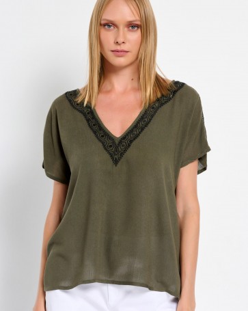 Bill Cost blouse with embroidery design Olive
