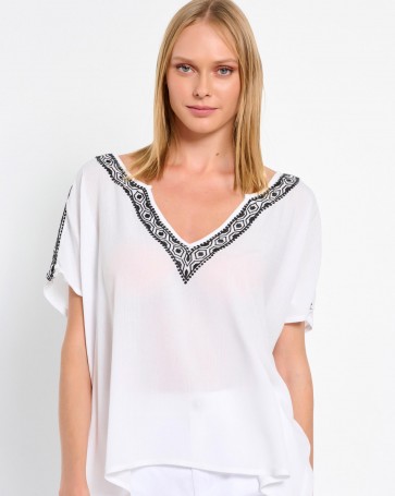 Bill Cost blouse with embroidery design White