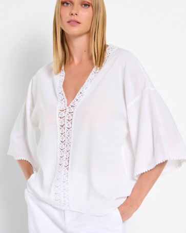 Bill Cost blouse with embroidery design White