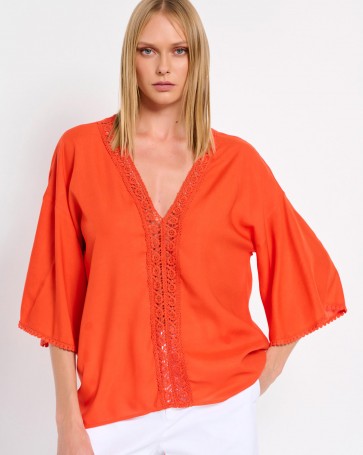 Bill Cost blouse with embroidery design Orange
