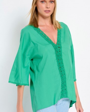 Bill Cost blouse with embroidery design Green