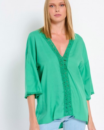 Bill Cost blouse with embroidery design Green