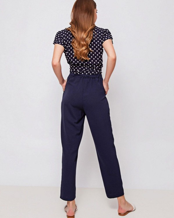 Fibes Fashion pants with elastic in the middle Blue