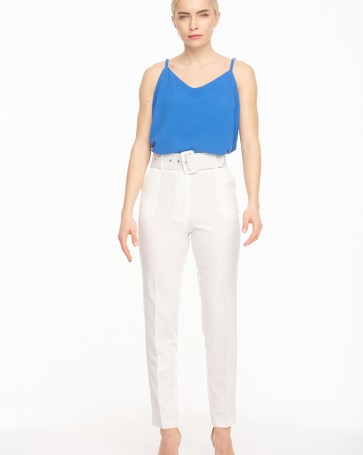 Fibes Fashion high-waisted trousers with belt White