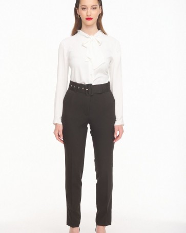 Fibes Fashion high-waisted trousers with belt Black