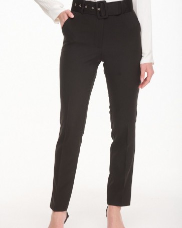 Fibes Fashion high-waisted trousers with belt Black