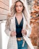 Donna Martha plaid tweed jacket with buttons Beige 