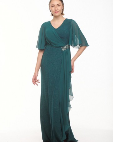 Fibes Fashion maxi dress with glitter Green