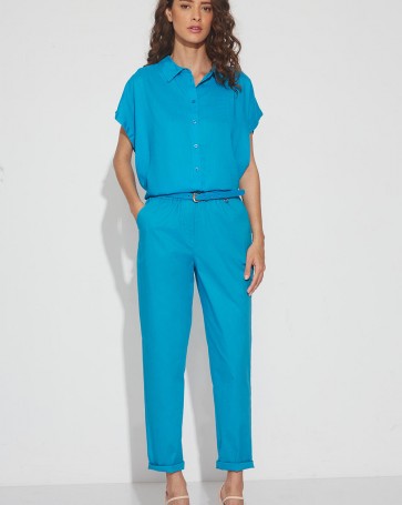 Bill Cost pants with elastic waist and lapels Sky Blue