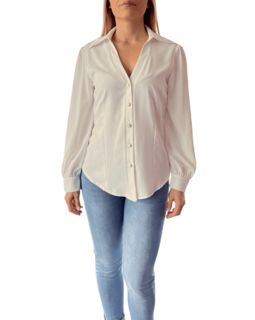 Donna Martha solid color shirt White