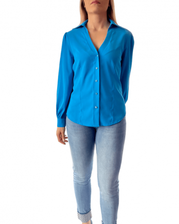Donna Martha solid color shirt Light Blue
