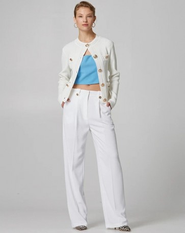 Lynne high-waisted trousers with decorative buttons White