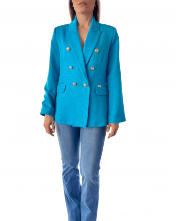 Donna Martha cross button tweed jacket Sky Blue