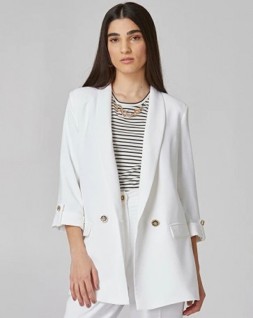 Lynne double breasted jacket with decorative pockets White