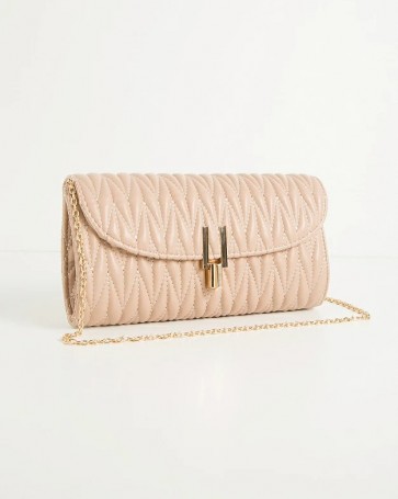 Lynne quilted clutch bag Nude