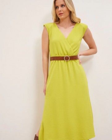 Enzzo Katen ruched dress Lime